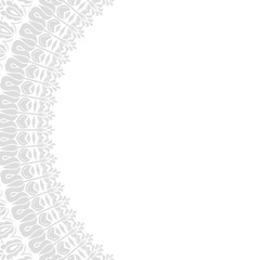 Classic vector light silver frame with arabesques and orient elements. Abstract ornament with place for text. Vintage pattern