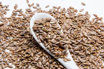 Scattered flax seeds