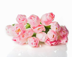 Bouquet of pink tulips isolated on white