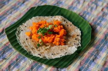 Khao Kriab Yana local snack of Ban Nam Chiao, Trat, Thailand Street food