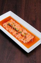 Fresh salmon tataki with hamemade ponzu sauce