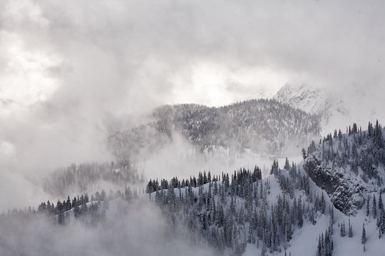 Clouds over Currie Ridge at the Lizard Range in Fernie, British Columbia, Canada