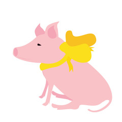 Fototapeta premium Cute piggy character in holiday clothes