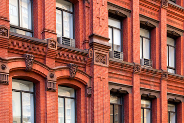 Facade of an old brick building in New York
