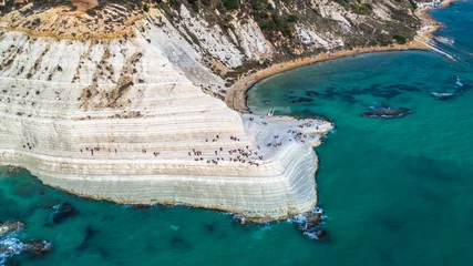 Photo sur Plexiglas Scala dei Turchi, Sicile Aerial. Scala dei Turchi. A rocky cliff on the coast of Realmonte, near Porto Empedocle, southern Sicily, Italy.