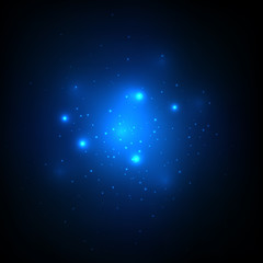 Abstract Space Design - Dark Background With Blue Lights