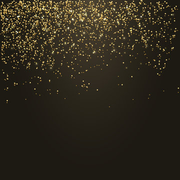 Golden confetti - Gold glitter texture on a black background - grainy abstract texture - Small particles falling