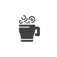 Hot drink vector icon. filled flat sign for mobile concept and web design. Coffee mug with steam simple solid icon. Symbol, logo illustration. Pixel perfect vector graphics