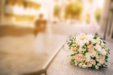 bridal bouquet, roses and beautiful flowers, wedding bouquet