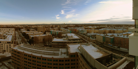 View across Münich suburb towards the Alps