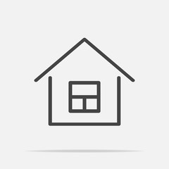 House vector icon on gray background.Home symbol with shadow. Layers grouped for easy editing illustration. For your design.