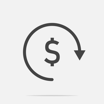 Vector circle icon with arrow and dollar sign. Currency exchange symbol.  Layers grouped for easy editing illustration. For your design.