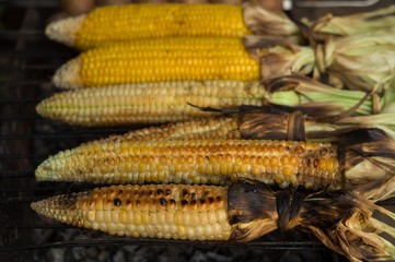 Baked corn on the grill