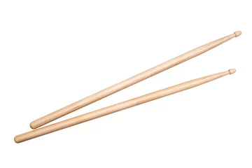 Fotobehang two drumsticks on white background © ThomasLENNE