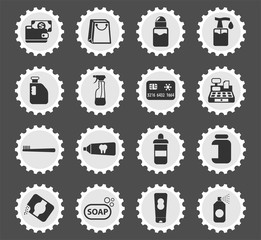 chemicals store icon set