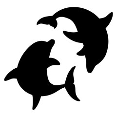 Dolphins for design and tattoo purposes, easy to use, edited and replaced. Vector illustration