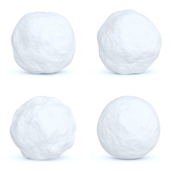 Snowballs set with shadows isolated on white