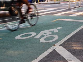 Cyclist on Bike Road in New York