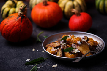 Pumpkin gnocci with wild mushroom..style rustic.