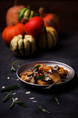 Pumpkin gnocci with wild mushroom..style rustic.