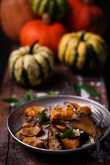 Pumpkin gnocci with wild mushroom..style rustic.