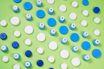 Ecology recycling concept. Many different types used or new battery, rechargeable accumulator, alkaline batteries on color background. Nature energy