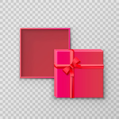 Open gift paper Square box on a transparent background. Vector illustration