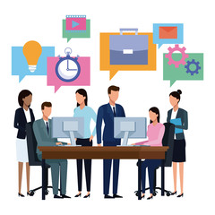 Business team brainstorming cartoon