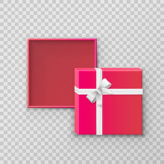 Open gift paper Square box on a transparent background. Vector illustration