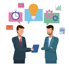 Business partners brainstorming cartoon