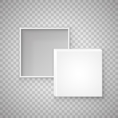 Open paper Square box on a transparent background. Vector illustration
