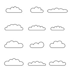 Cloud outline set. Cloud line icon collection isolated on white background. Vector illustration.