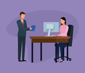 Obraz premium Business colleagues discuss work