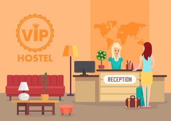 Hostel Service. Vector Flat Illustration.