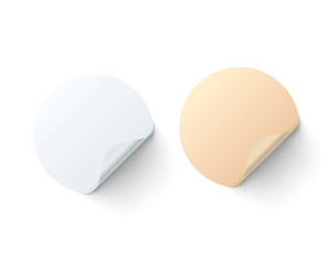 Round colored sticker on a white background, set pack. Vector illustration