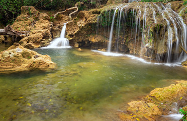 Waterfall in a rainforest.