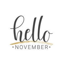 Handwritten lettering of Hello November on white background
