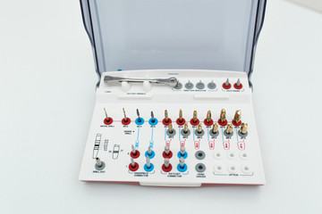 dental prosthetics tools kit on white background