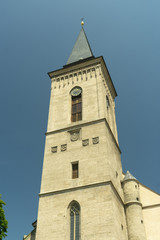 Fototapeta na wymiar Kutna Hora, Czech Republic clock tower Catholic church of the Virgin Mary on the Name