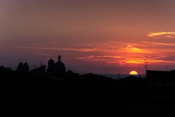 Magical- Amazing - Outstanding Sunset over the cathedral of Sainte-Marie-Majeure - France, city of Marseille