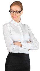 Young Businesswoman Standing with Arms Folded - Isolated