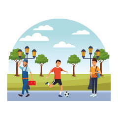 city people walking cartoons