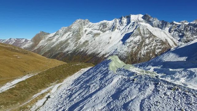 Aerial shot over glacier moraine in the Swiss Alps (Arolla, Valais - Switzerland)
Autumn colors