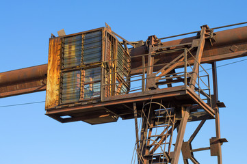 gantry crane, telpher, old, ancient, past, broken, abandoned, rusty, closed production, work;...
