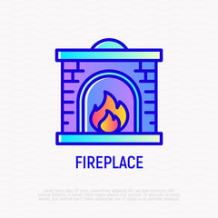 Fireplace thin line icon. Modern vector illustration.