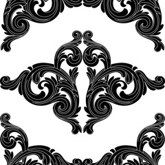 Black vintage baroque ornament pattern, Vector.