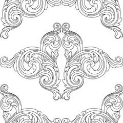Black vintage baroque ornament pattern, Vector.