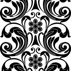 Black vintage baroque ornament pattern, Vector.