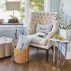 Modern home interior with armchair