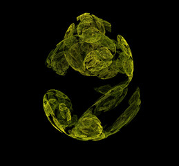Yellow green abstract fractal backdrop. Fantasy fractal texture. Digital art. 3D rendering.Computer...